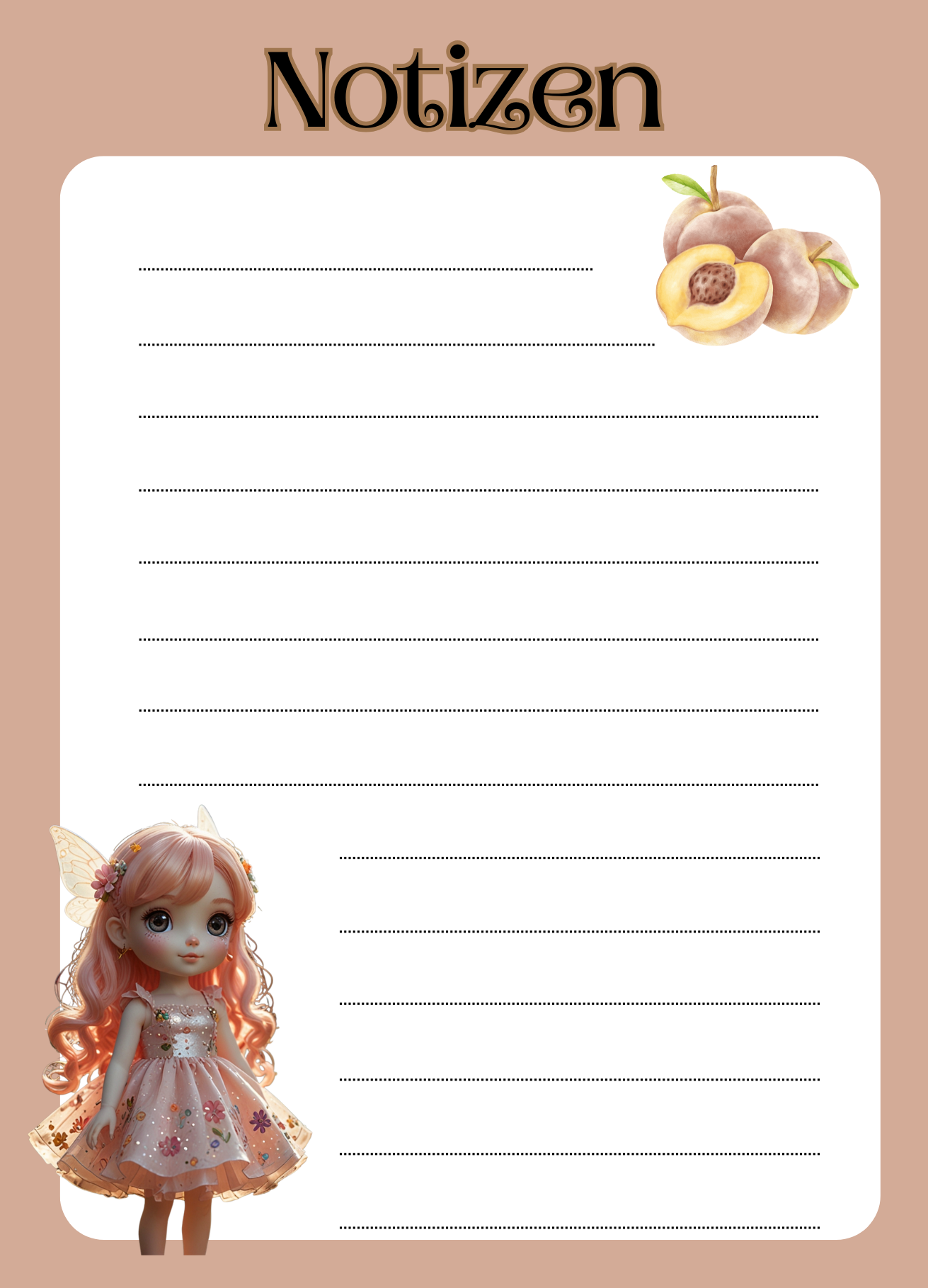 Notizblock mit 50 Blatt ,,Lila,, und ,,Peach,,