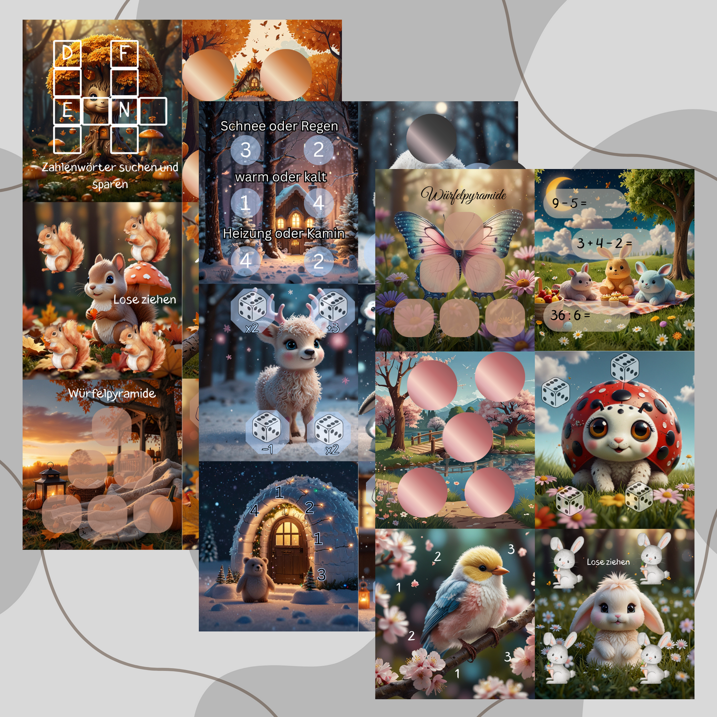 4er Set Mini Jahreschallenge ,,Herbst, Winter, Frühling, Sommer,,