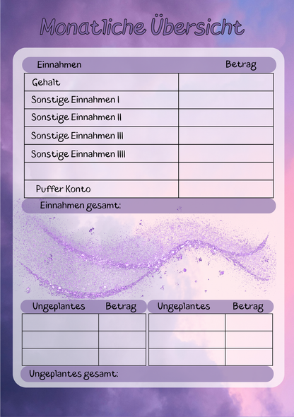 Dein Persönliches Finanzbuch für 12 Monate (lila Version)