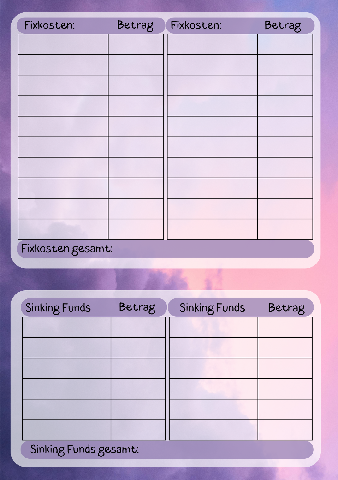 Dein Persönliches Finanzbuch für 12 Monate (lila Version)