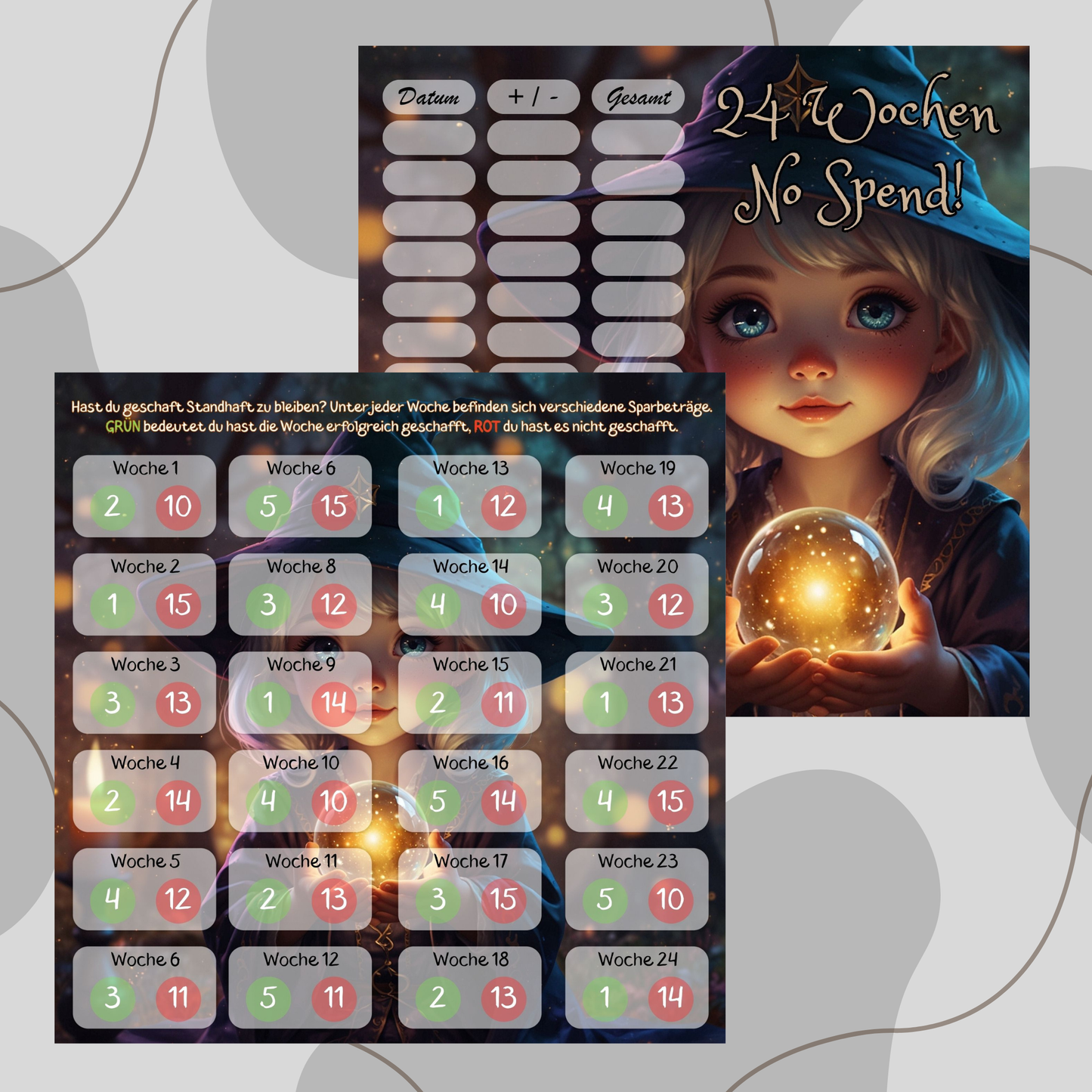 2er Klappkarte ,,24 Wochen No Spend,,