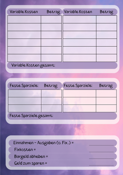 Dein Persönliches Finanzbuch für 12 Monate (lila Version)