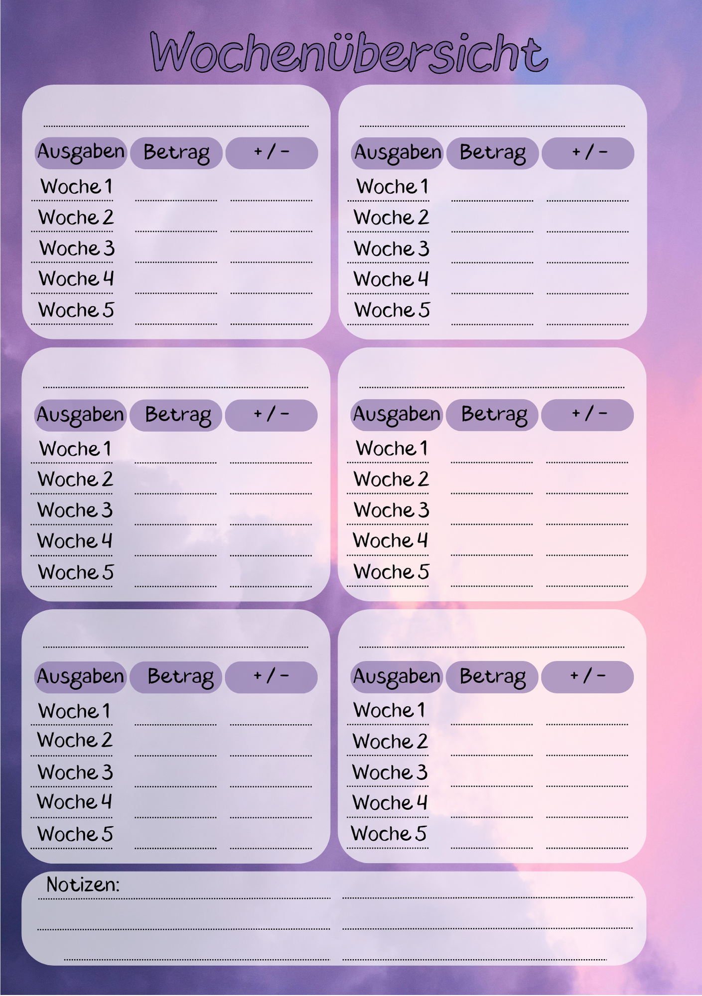 Dein Persönliches Finanzbuch für 12 Monate (lila Version)