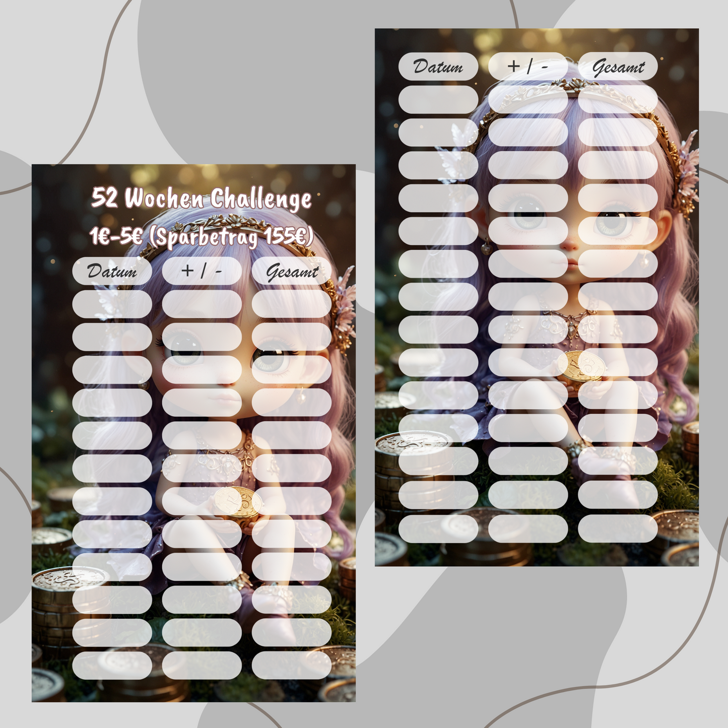 Einzelchallenge ,,52 Wochenchallenge 1€-5€,,