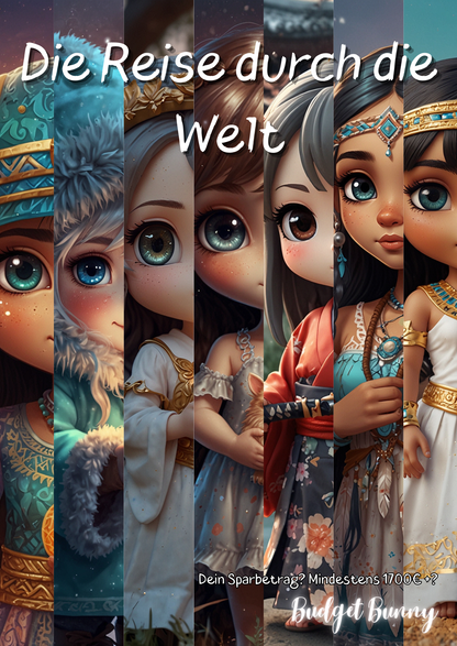 A5 Sparbuch ,,Die Reise durch die Welt,,