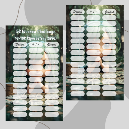 Einzelchallenge ,,52 Wochenchallenge 1€-10€,,