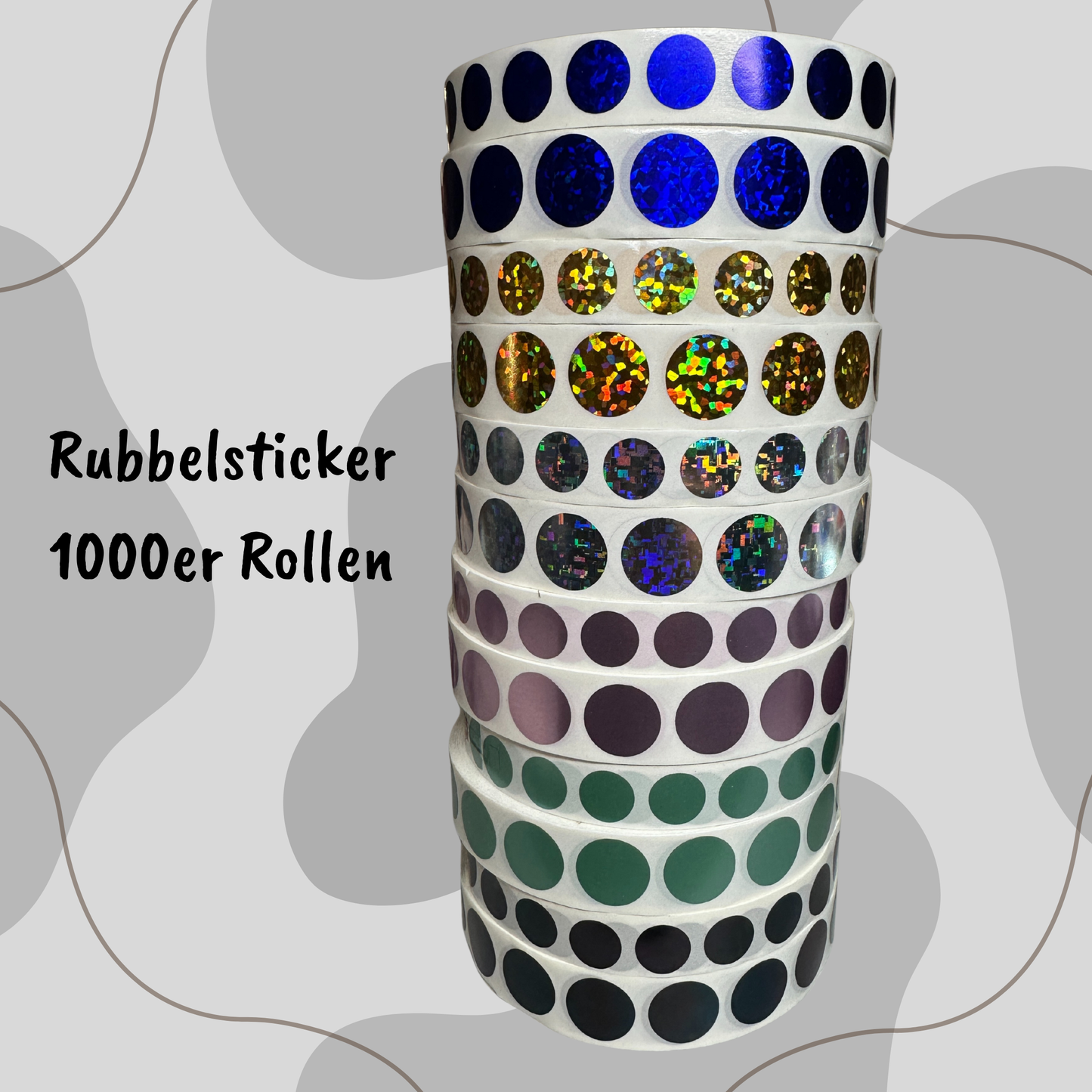 Rubbelsticker 1000er Rollen in 12mm und 16mm