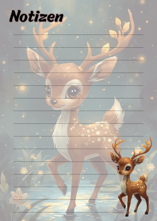 A5 Notizblock, liniert, Reh