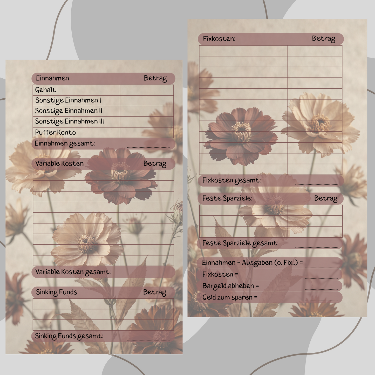 A6 Deckblatt ,,Finanzplanung grün/rot,,