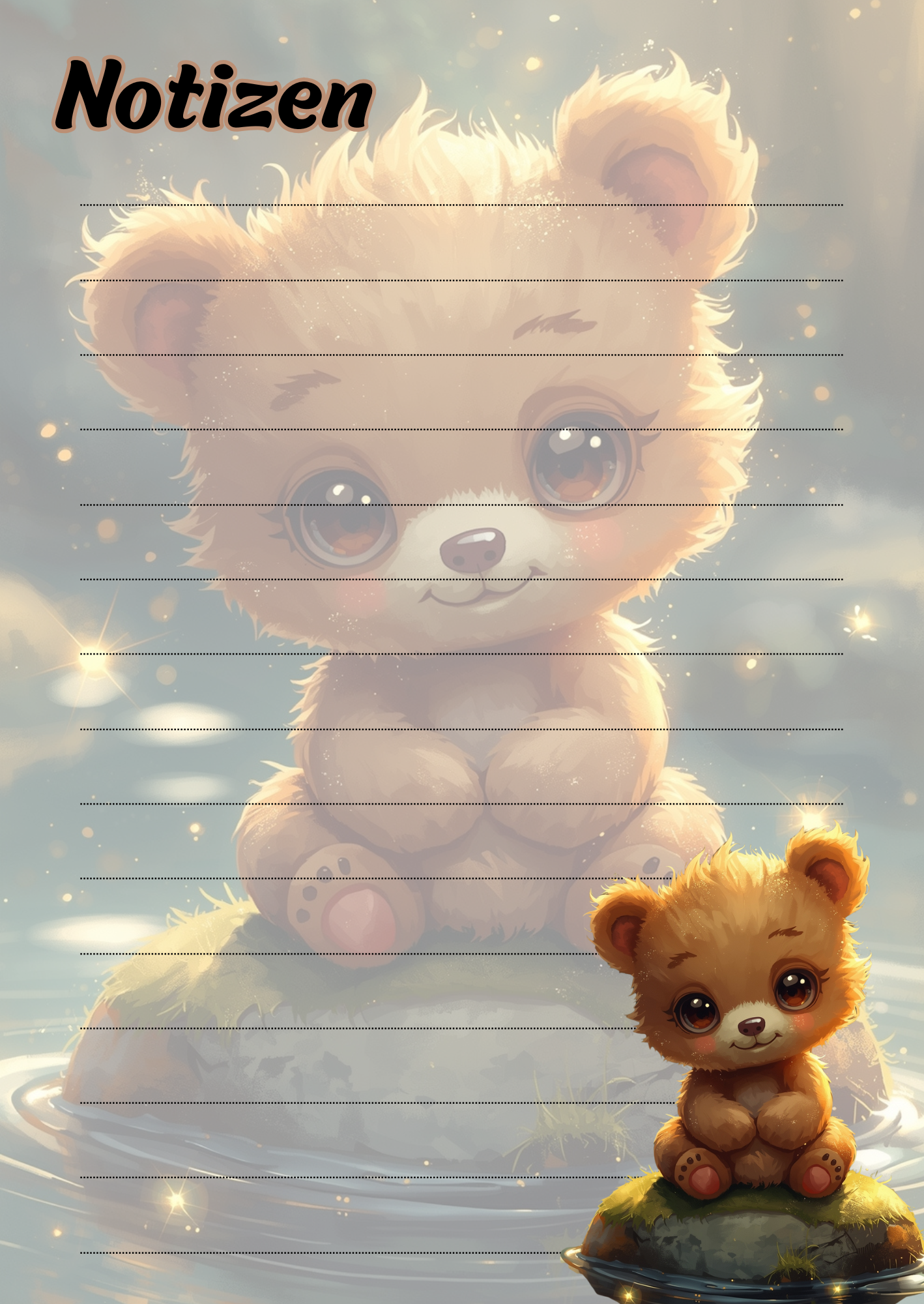 A5 Notizblock, liniert, Bärchen