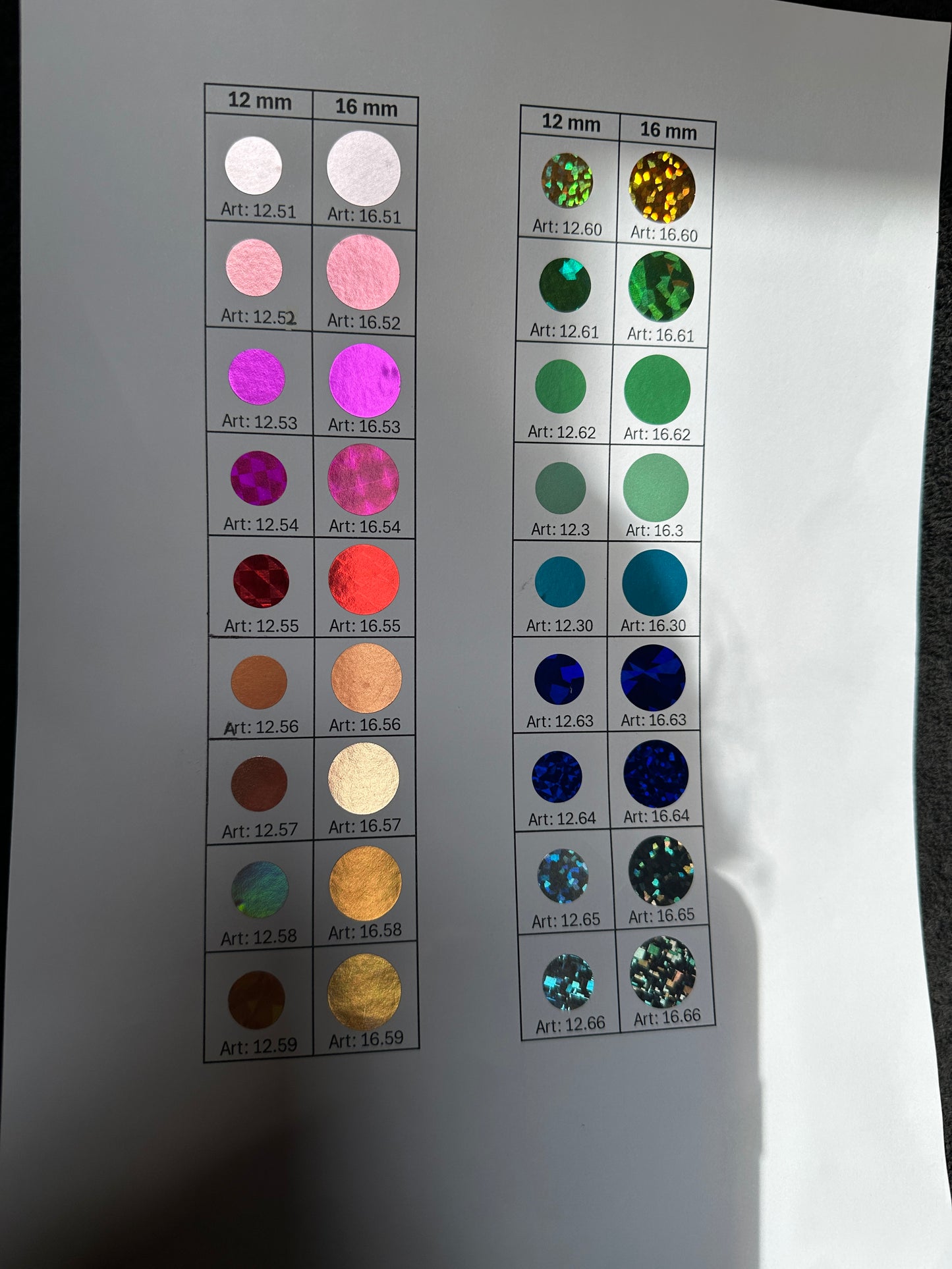 Rubbelsticker 1000er Rollen in 12mm und 16mm