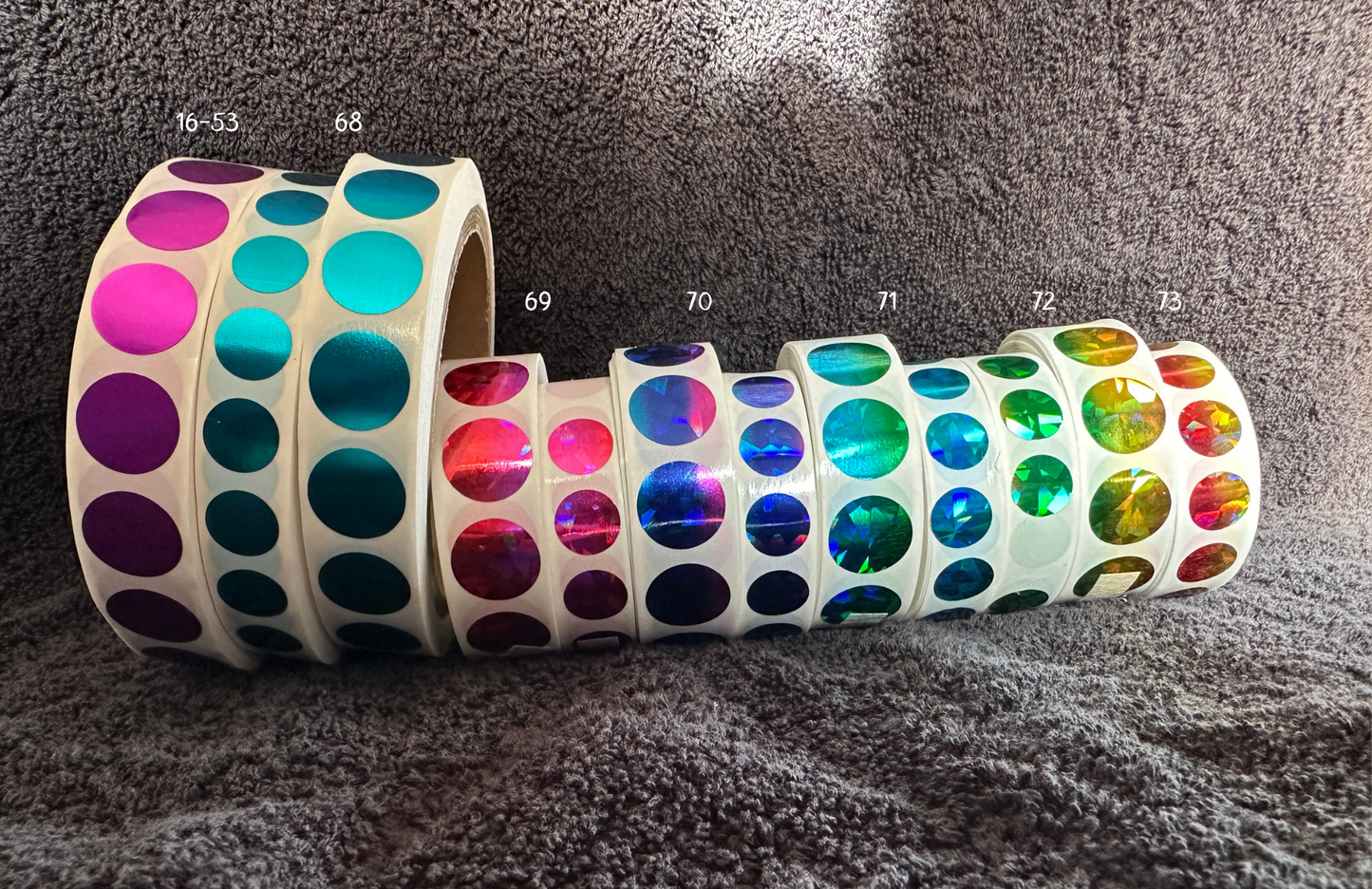 Rubbelsticker 1000er Rollen in 12mm und 16mm